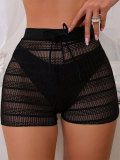 Women Sexy Solid Mesh Bikini Four-Piece Beach Swim Trunks