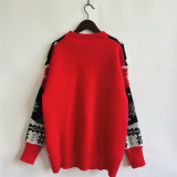 Women Autumn/Winter Elk Snowflake Round Neck Long-Sleeved Sweater