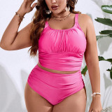 Plus-size Women solid suspender beach bikini swimsuit