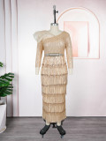 Plus-size African Women sexy tassel sequin dress