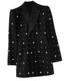 Women Beaded and Diamond-Encrusted Blazer Dress