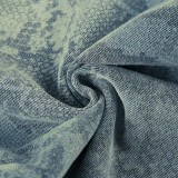 Women casual snake print denim Pant