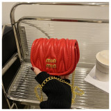 Women Mini Pleated Shell Bag Chain Bag Modern Crossbody Shoulder Bag