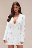 Women Fashionable Embellished Long-Sleeved Blazer Dress