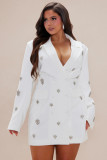 Women Fashionable Embellished Long-Sleeved Blazer Dress