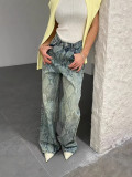 Women casual snake print denim Pant