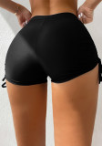 Women Solid Square Leg Pleated Drawstring Boxer Briefs