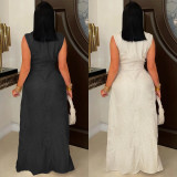 Women sexy solid lace-up sleeveless top and Pant Two Piece Set