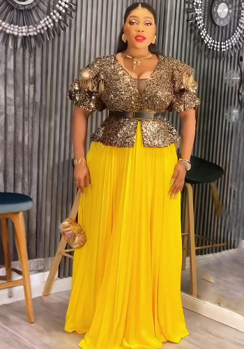 Plus-size African Women elegant sequin dress Dresses