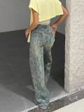 Women casual snake print denim Pant