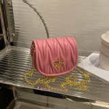 Women Mini Pleated Shell Bag Chain Bag Modern Crossbody Shoulder Bag
