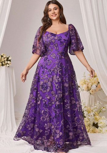 Plus-Size Women Sequin Print Dress