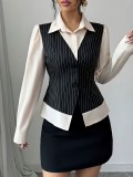 Women Fall/Winter patchwork striped lining