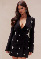 Women Fashionable Embellished Long-Sleeved Blazer Dress Women Fashionable Embellished Long-Sleeved Blazer Dress