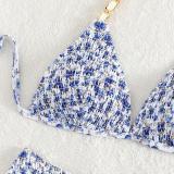 Women Floral Chain Sexy Beach Bikini Two-Piece Swimsuit
