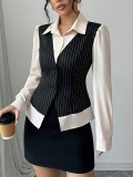 Women Fall/Winter patchwork striped lining