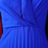 Women 3/4-sleeve tie dress with irregular pleats