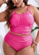 Plus-size Women solid suspender beach bikini swimsuit