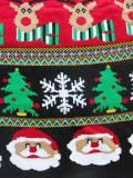 Women jacquard round neck knitted winter Christmas sweater