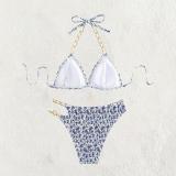 Women Floral Chain Sexy Beach Bikini Two-Piece Swimsuit