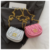 Women Mini Pleated Shell Bag Chain Bag Modern Crossbody Shoulder Bag