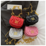 Women Mini Pleated Shell Bag Chain Bag Modern Crossbody Shoulder Bag