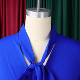 Women 3/4-sleeve tie dress with irregular pleats