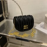 Women Mini Pleated Shell Bag Chain Bag Modern Crossbody Shoulder Bag