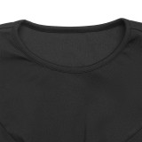 Women Fall/Winter Lace-Up Round Neck Patchwork Contrast Color Bell Bottom Sleeve Dress