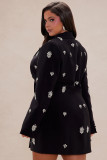 Women Fashionable Embellished Long-Sleeved Blazer Dress