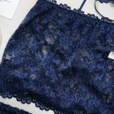 Women lace lace-up with cross-cut see-through lingerie set with sexy lingerie