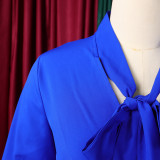 Women 3/4-sleeve tie dress with irregular pleats