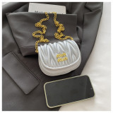 Women Mini Pleated Shell Bag Chain Bag Modern Crossbody Shoulder Bag