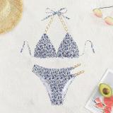 Women Floral Chain Sexy Beach Bikini Two-Piece Swimsuit