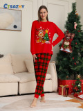 Christmas deer and tree Family Wear long-sleeved top and pants Pajama set