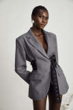 Women Side-Strap Patchwork Long-Sleeved Blazer