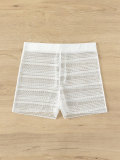 Women Sexy Solid Mesh Bikini Four-Piece Beach Swim Trunks