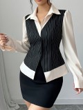 Women Fall/Winter patchwork striped lining