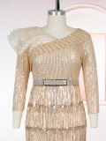 Plus-size African Women sexy tassel sequin dress
