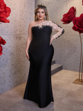 Plus-Size Women Elegant Lace One-Shoulder Sexy Evening Dress