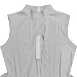 Women sexy solid lace-up sleeveless top and Pant Two Piece Set