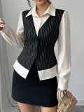 Women Fall/Winter patchwork striped lining