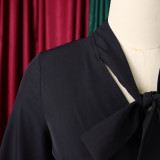 Women 3/4-sleeve tie dress with irregular pleats
