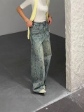 Women casual snake print denim Pant