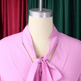 Women 3/4-sleeve tie dress with irregular pleats
