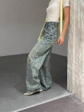 Women casual snake print denim Pant