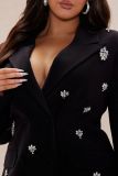 Women Fashionable Embellished Long-Sleeved Blazer Dress