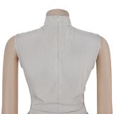 Women sexy solid lace-up sleeveless top and Pant Two Piece Set