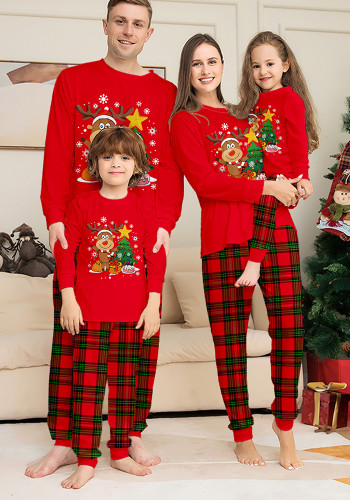 Christmas deer and tree Family Wear long-sleeved top and pants Pajama set