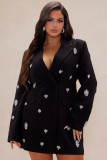 Women Fashionable Embellished Long-Sleeved Blazer Dress